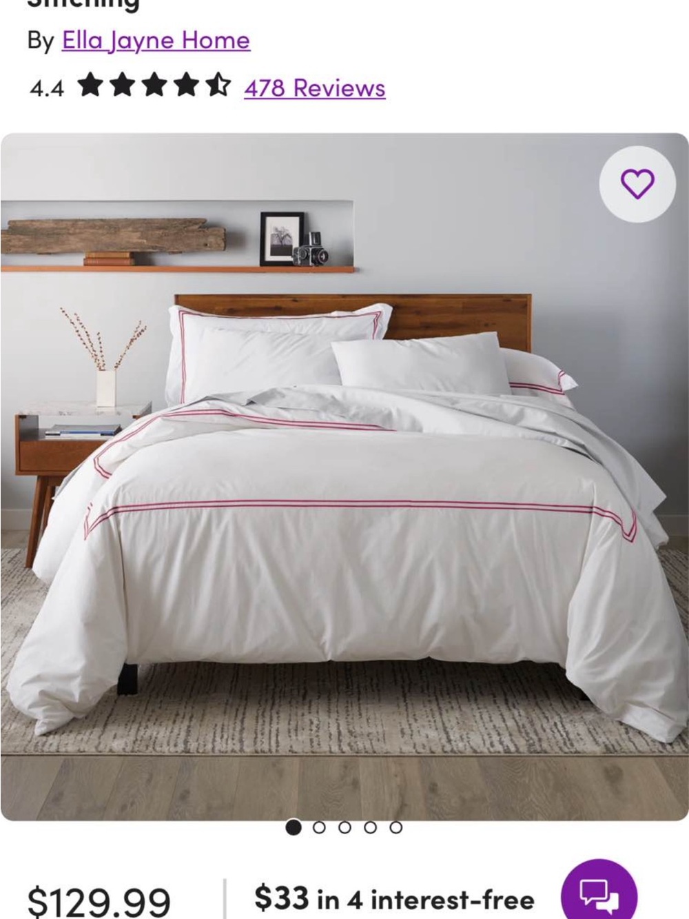 White Duvet Cover with Pink Trim